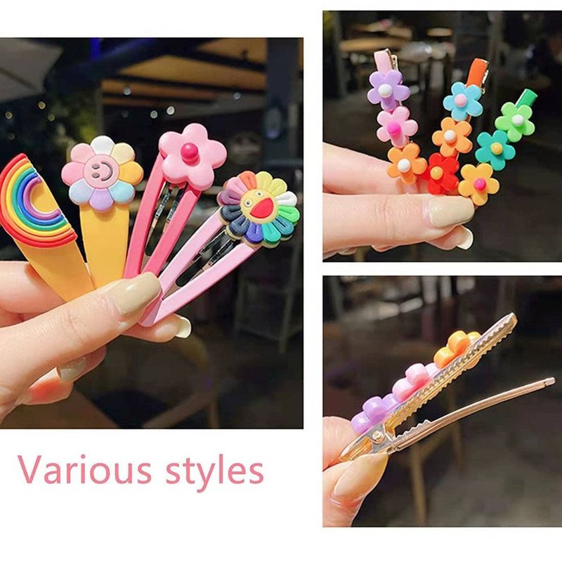 Unicorn Rainbow Flower Butterfly Hair Clip 14 Pins - (Multicolour, Pack of 2) - Puchku.in