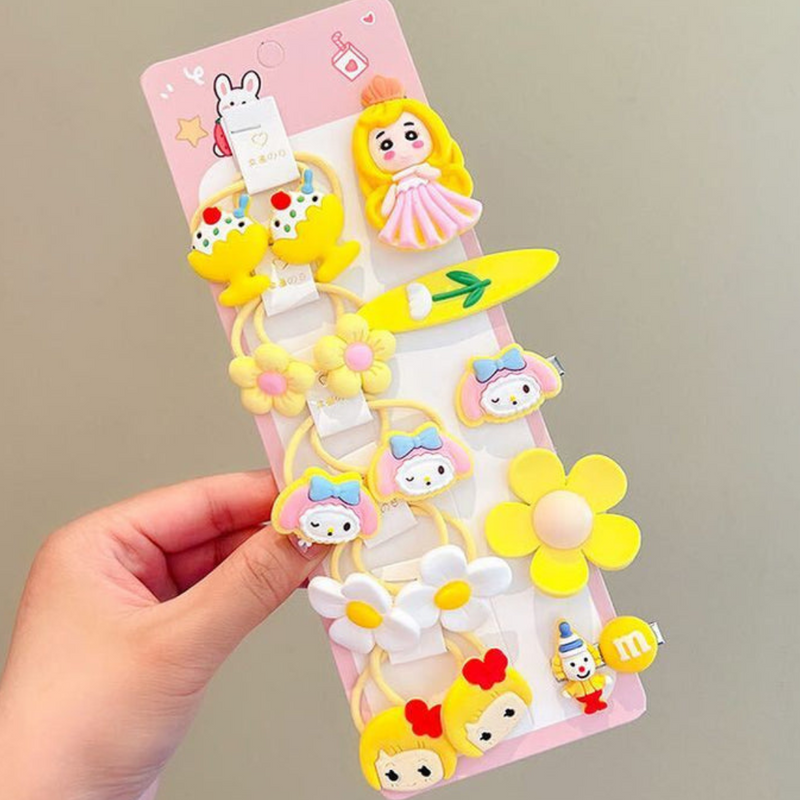 Puchku Unicorn Rainbow Doll flower Butterfly Hair Clip 10 Pcs hair pins & ties - Random color & Design - Puchku.in