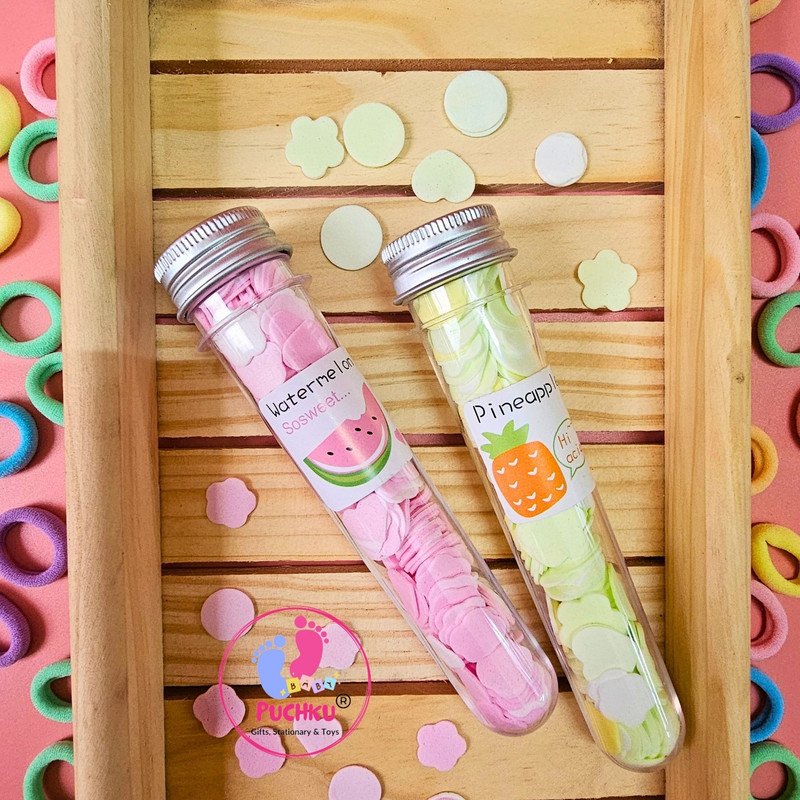 Pastel Mini Hair Ties with Test Tube Travel Mini Soap Paper (Pack of 3, Multicolor) - Puchku.in