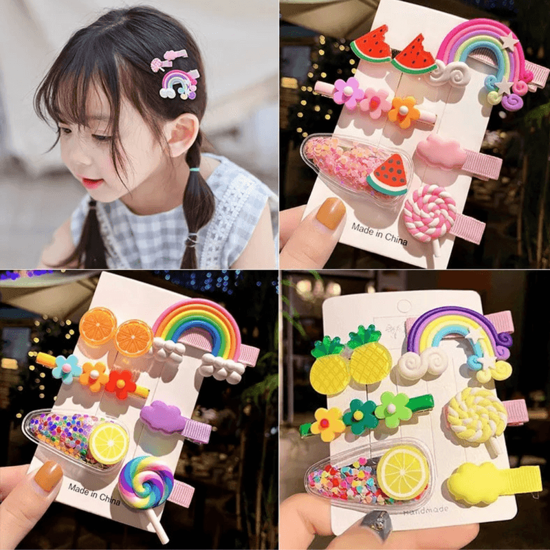 Cute Rainbow Star Flower Hairpins For girls kids (Pack of 1, Random Design) - Puchku.in