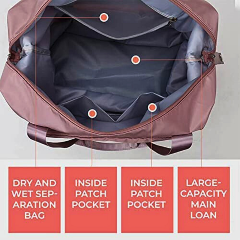 Folding Bag Waterproof Travel Duffle Bag Expandable Large Capacity Folding Lightweight Dry and Wet Separation Bag (Pack of 1, Random Color) - Puchku.in