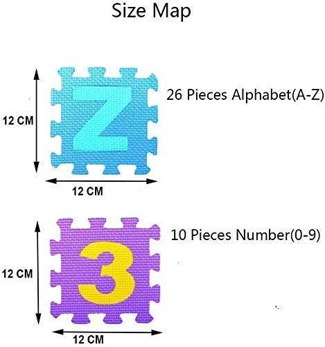 36 Pieces Mini Puzzle Foam Mat for Kids, Interlocking Learning Alphabet and Number Mat for Kids (4 X 4 Inches)- Multi-Color - Puchku.in