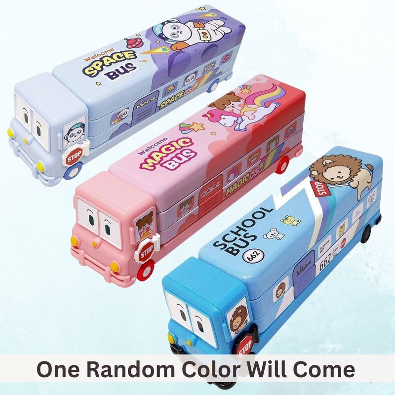 Magic Space Bus Art Metal Pencil Box  (1 Piece , Random Color) - Puchku.in