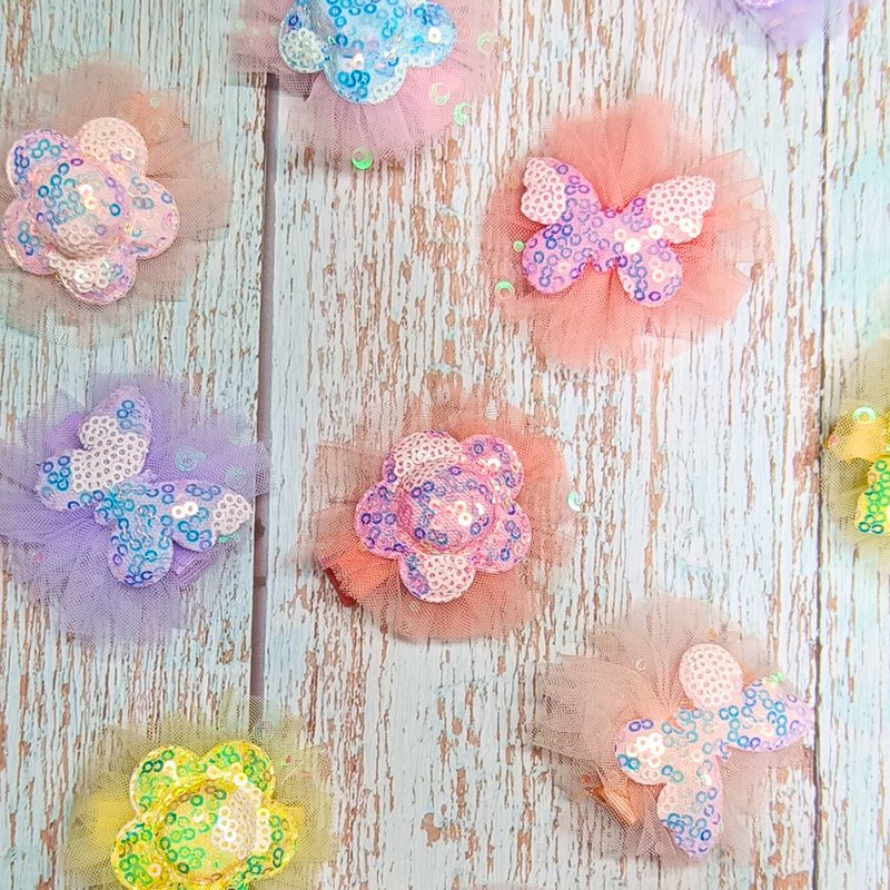 Handmade Rhinestone Embellished bow for girls Hair clip (Pack of 6, Random Design & color) - Puchku.in