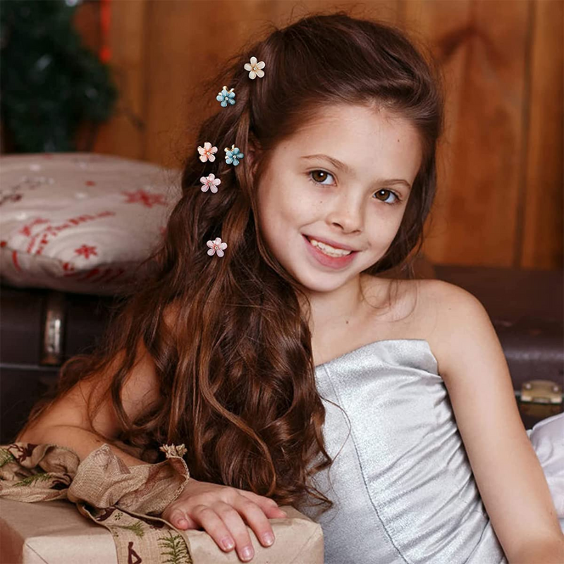 Flower Hair Mini rhinestone Clutcher Hair Accessories for Girls kids gifts (Multicolor, 12 pieces) - Puchku.in