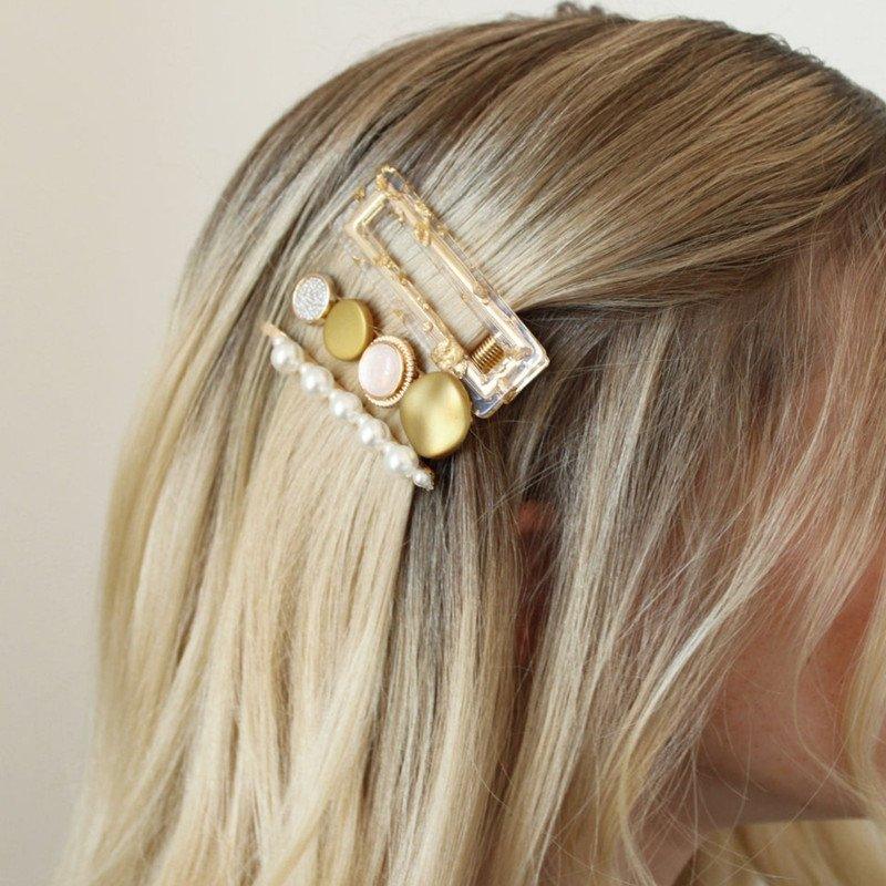 Embellised hair Pin and clip set Partywear casual ( Pack of 2, Multicolor) - Puchku.in