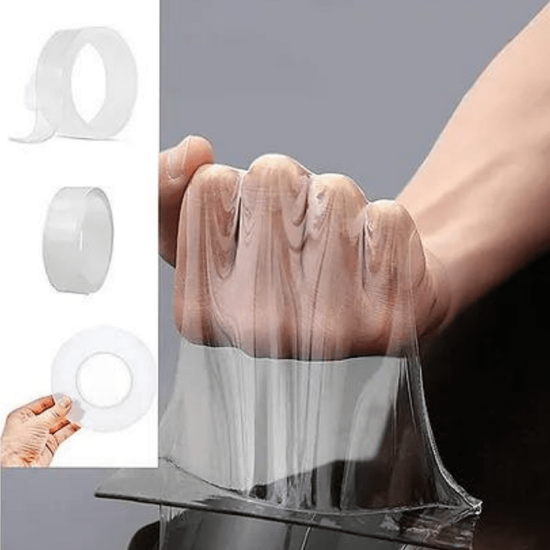 Double Sided Traceless Washable Adhesive Transparent Tape - White - Puchku.in