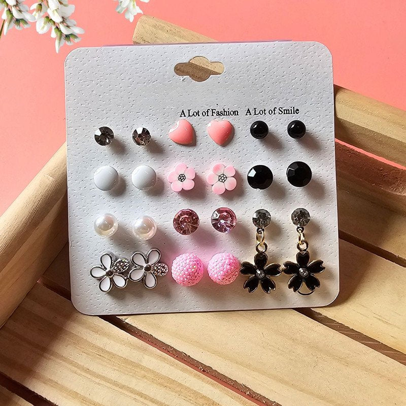 Pastel Mini Hair Ties with Elegant Earings set (Pack of 2, Multicolor) - Puchku.in