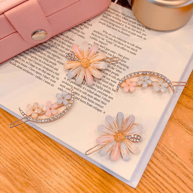 4 pcs Rhinestone Hair Pins for girls ( Multicolor) - Puchku.in