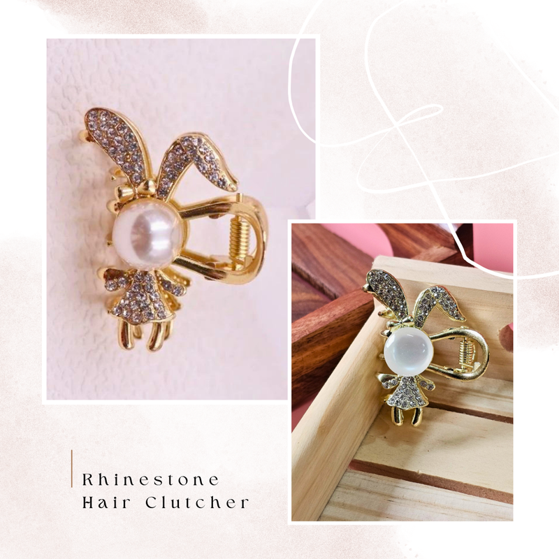 Rhinestone Bunny Hair Claw Clutcher cute for kids girls ( Pack of 1 , Gold ) - Puchku.in