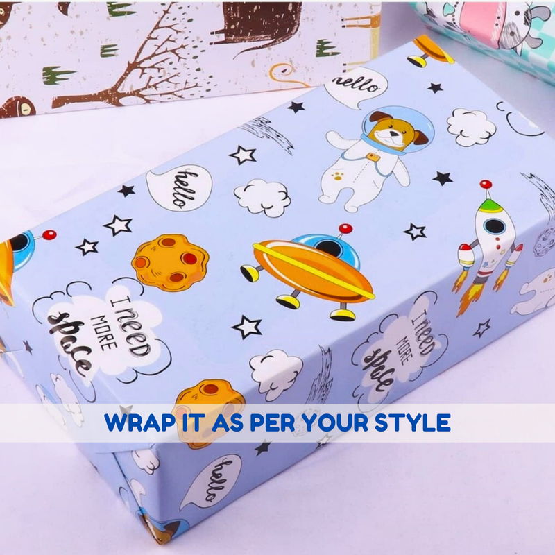 Mix Prints Gift Wrapping Paper for Gift Wrap (Random Boys Theme Design , 6 Sheets) - Puchku.in