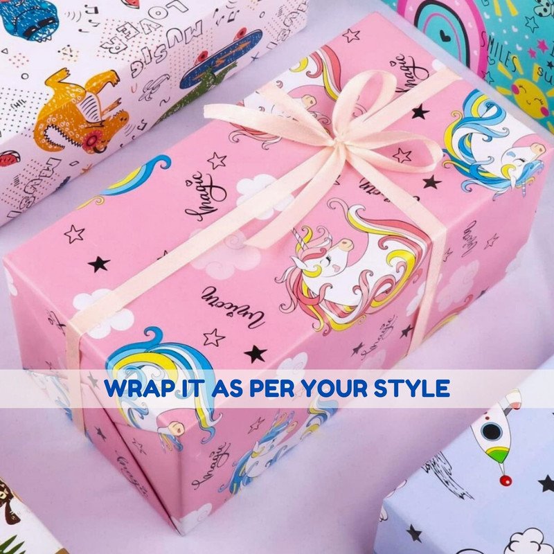 Mix Prints Gift Wrapping Paper for Gift Wrap (Random Mix Design , 6 Sheets) - Puchku.in