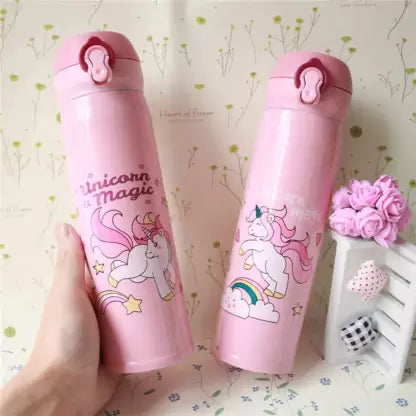 Unicorn Thermos Cute Water Indoor Outdoor Insulated Vacuum Cup Flask Bottle for kids girls boys return gifts (Pack of 1, Multicolor, Steel, Plastic) - Puchku.in