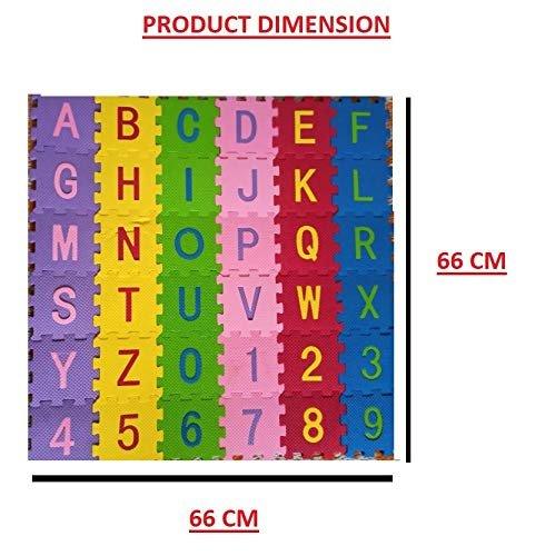 36 Pieces Mini Puzzle Foam Mat for Kids, Interlocking Learning Alphabet and Number Mat for Kids (4 X 4 Inches)- Multi-Color - Puchku.in