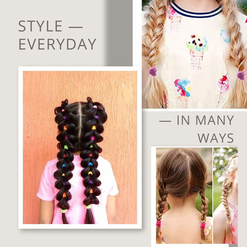 Neon Mini Hair Ties with Unicorn Rainbow Flower Cancy hair Clip Set (Pack of 2, Multicolor) - Puchku.in