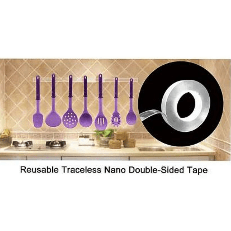 Double Sided Traceless Washable Adhesive Transparent Tape - White - Puchku.in