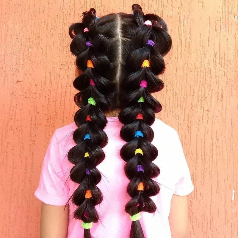 Neon Mini Hair Ties with Embellised hair Pin and clip set (Pack of 2, Multicolor) - Puchku.in