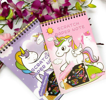 Unicorn Scratch Book For Kids for rainbow magic effect gift , return gifts for girls boys -Pack of 2 - Puchku.in