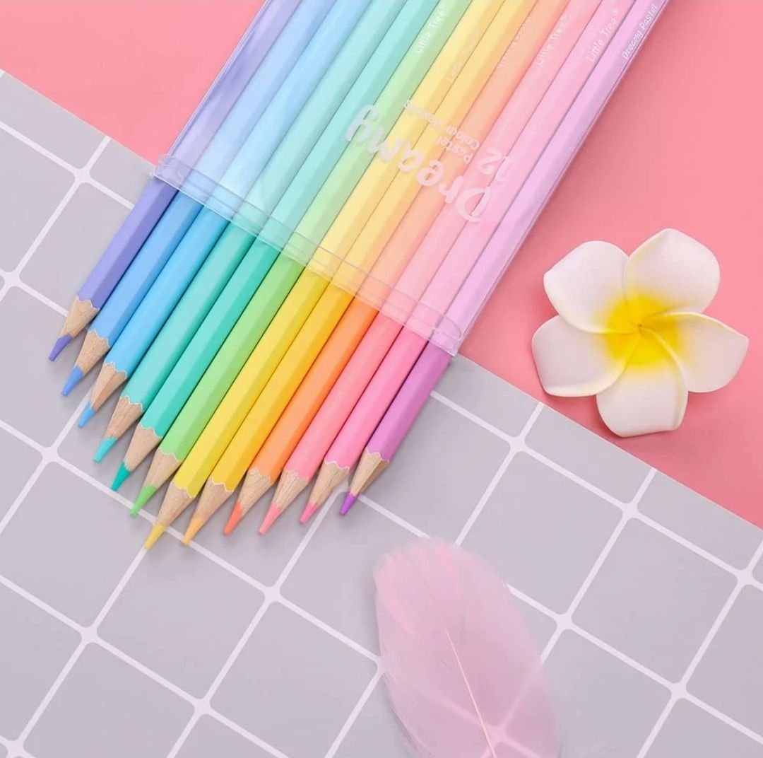 Pastel Color Pencils for kids school stationery quirky trendy cute items as return gifts (pack of 1) - Puchku.in