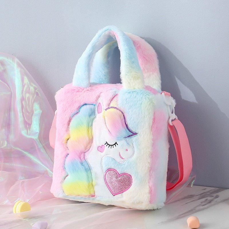 Kids Cute Unicorn Plush Shoulder Bag Girl Children Handbag birthday gift (Multicolor, Pack of 1) - Puchku.in