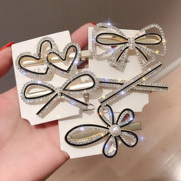 Premium Rhinestone Artwork Stone Hair Clips For Women & Girls Jewelry Gift hair accessories for party gifting Pack of 1 ( 5 Pcs) - Puchku.in