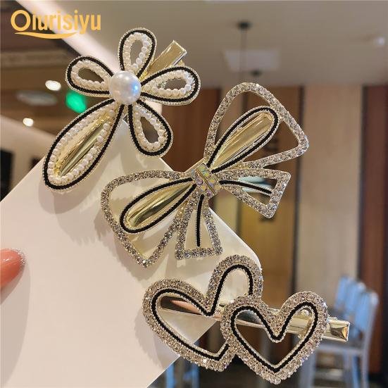 Premium Rhinestone Artwork Stone Hair Clips For Women & Girls Jewelry Gift hair accessories for party gifting Pack of 1 ( 5 Pcs) - Puchku.in