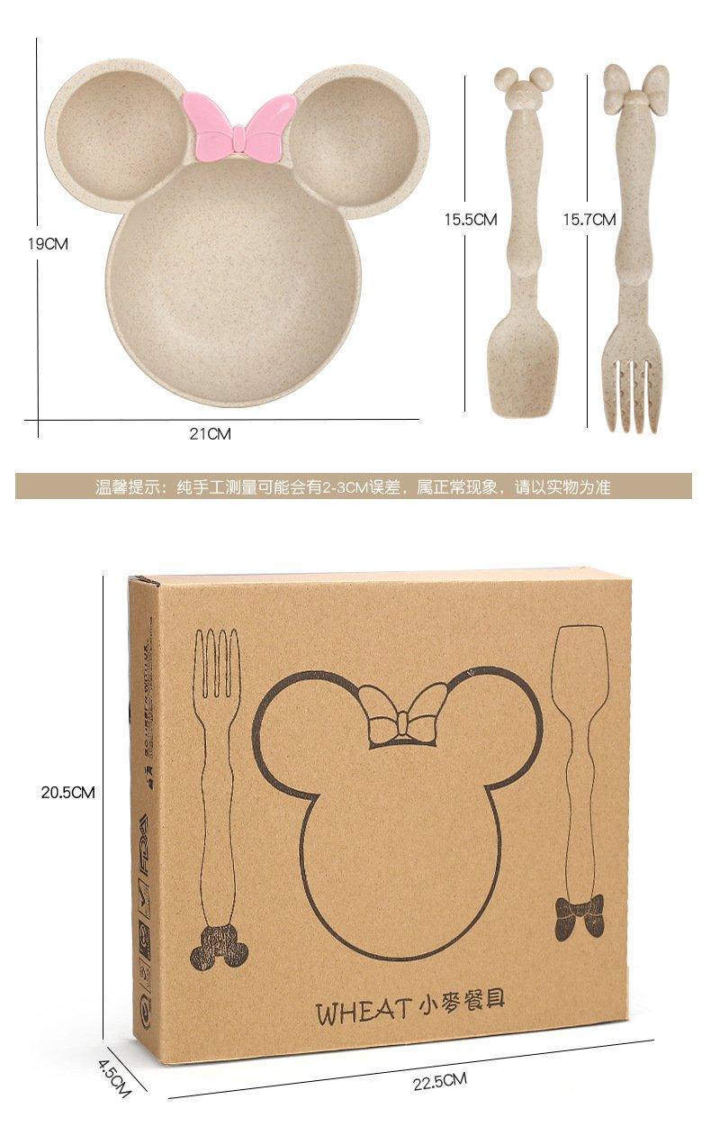 Baby Minnie Bowl spoon frok Set Tableware Plate Mickey Minnie Bowl Cartoon Wheat Eco Friendly dinnerware Dinner (Pack of 1, Assorted Color) - Puchku.in