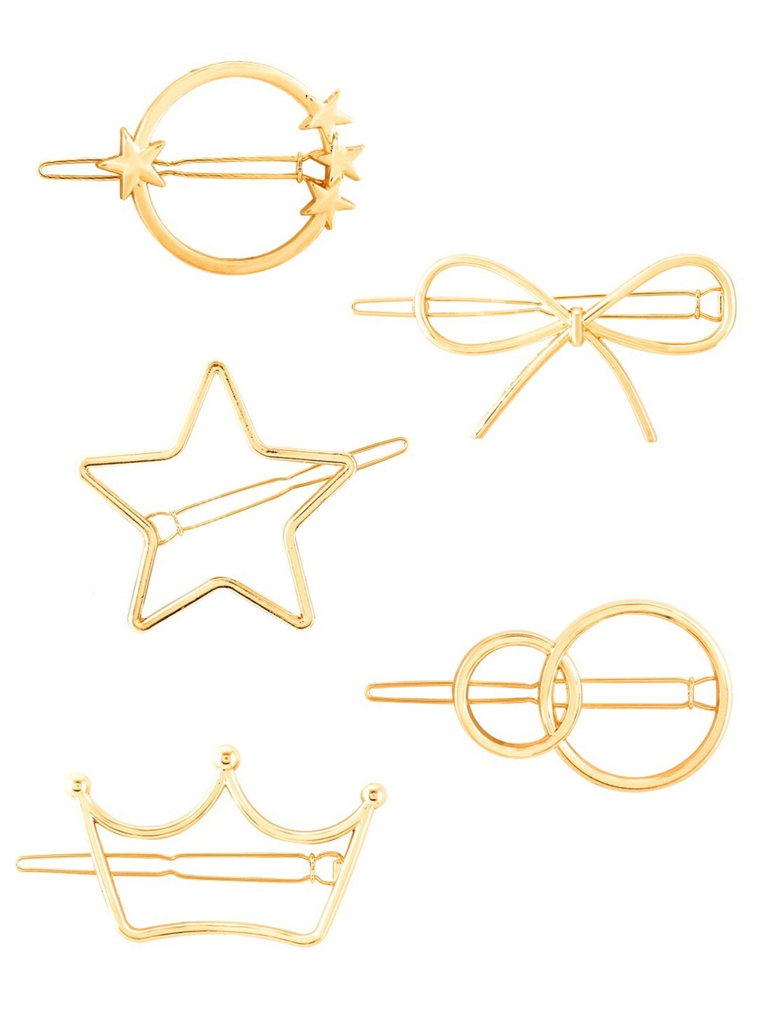 Set of 12 Gold-Toned Alligator Metal Clips Stylish Hair Pins Assorted Design college wear (Pack of 1) - Puchku.in