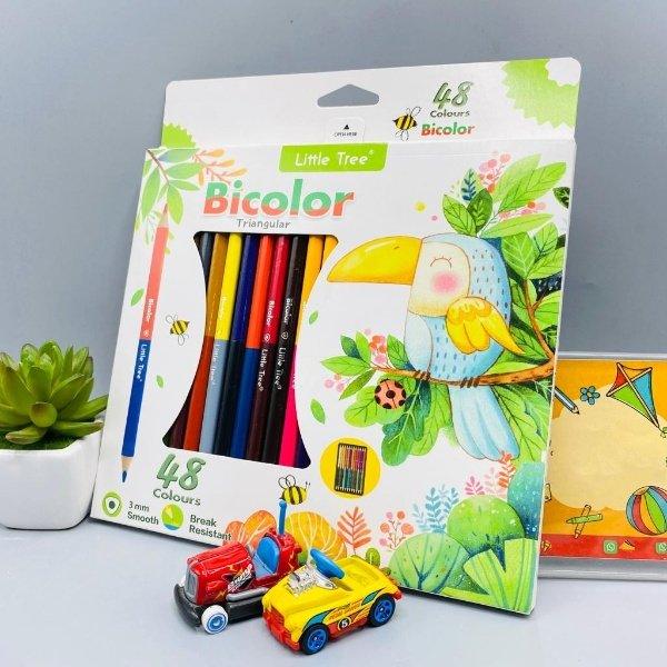 Bicolor color pencils for kids school stationery for gift trendy quirky items (pack of 1, Multicolor) - Puchku.in
