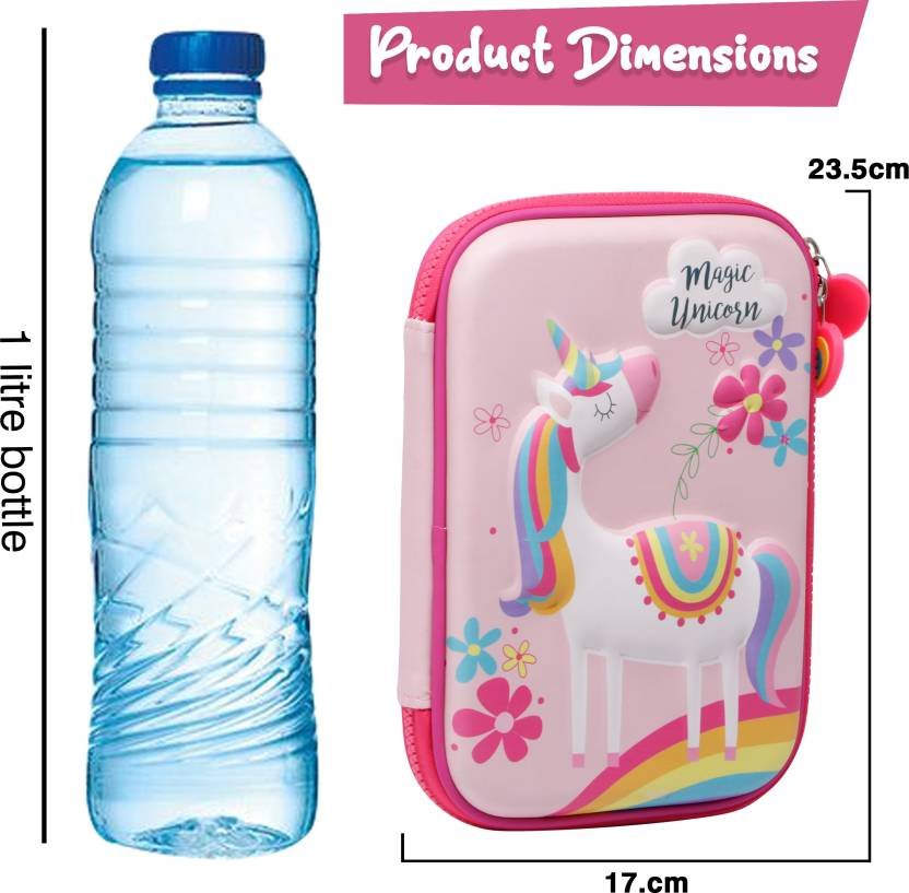 Unicorn Pencil Case for Kids - Multipurpose Hard Top Canvas Zipper Pencil Case, Pen & Pencil Pouch Bag Case for School Supplies for Kids (Pink) - Puchku.in